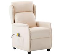 vidaXL Silla de masaje crema con reposabrazos ajustables y funciones relajantes para tu salón. Tiene un asiento eléctrico que se puede reclinar, perfecta para disfrutar de la comodidad y el lujo mie