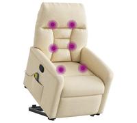 vidaXL Silla de Masaje reclinable de pie de Tela Color Crema
