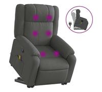 vidaXL Silla de Masaje Reclinable de Pie, Silla con Respaldo Reposabrazos, Sillón Orejero de Relax TV, Asiento Ajustable, Tela Gris Oscuro