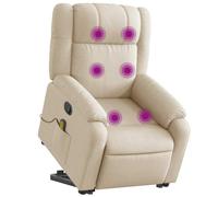 vidaXL Silla de Masaje Reclinable de Pie, Silla con Respaldo Reposabrazos, Sillón Orejero de Relax TV, Asiento Ajustable, Tela Color Crema