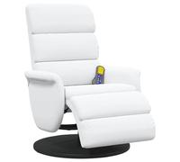 vidaXL Silla de masajes reclinable Blanco 71 x 98 x 106 cm, Sillón contemporáneo para Sala, reclinable ergonómico, Masaje Relajante, Giratorio y Ajustable