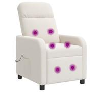 vidaXL Silla de masajes reclinable Crema Bouclé