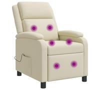 vidaXL Silla de masajes reclinable Crema Cuero sintético