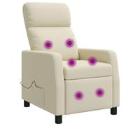 vidaXL Silla de masajes reclinable Crema Cuero sintético