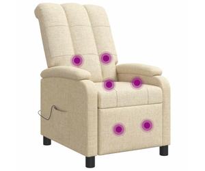 vidaXL Silla de masajes reclinable Crema Tela