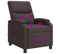 vidaXL Silla de masajes reclinable Marrón Oscuro Tela