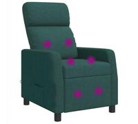 vidaXL Silla de masajes reclinable Verde Oscuro Tela