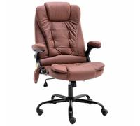 vidaXL Silla de Oficina de Masaje Sillón Asiento Butaca Ejecutiva Muebles Estudio Escritorio Ordenador Ajustable Piel de Ante Sintética Marrón Claro