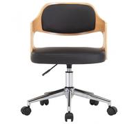 VidaXL Silla de Oficina Giratoria Madera/Cuero Sintético Negro