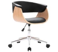 vidaXL Silla de Oficina Giratoria Escritorio de Altura Ajustable Regulable de Escritorio de Ordenador Cuero Sintético Negro Madera Curvada