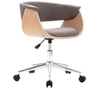 vidaXL Silla de Oficina Giratoria Ruedas Despacho de Altura Ajustable Regulable de Escritorio de Ordenador Tela Gris Taupe Madera Curvada