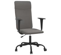 vidaXL Silla de Oficina, Silla Tapizada con Ruedas, Silla de Escritorio Ordenador Trabajo, Asiento Giratorio Regulable, Tela Gris Oscuro