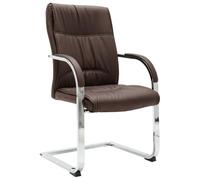 vidaXL Silla de Oficina Voladiza Repaldo Asiento Sillón Mobiliario Estudio Mueble Escritorio Acolchado Ordenador Despacho de Cuero Sintético Marrón