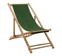 Vidaxl silla de playa de bambú y lona verde