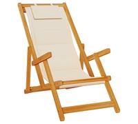 vidaXL Silla de Playa Plegable con reposabrazos Crema, Silla de Playa Plegable, sillón de Cabestrillo, Silla de Playa de Madera, sillón de Exterior