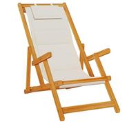 vidaXL Silla de Playa Plegable con reposabrazos Gris Claro, Silla de Playa Plegable, sillón de Cabestrillo, Silla de Playa de Madera