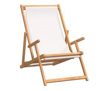 Vidaxl silla de playa plegable de madera maciza de teca crema
