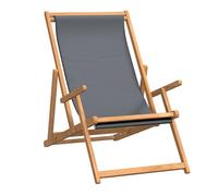 Vidaxl silla de playa plegable de madera maciza de teca gris