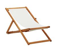 Vidaxl silla de playa plegable madera maciza de eucalipto y tela crema