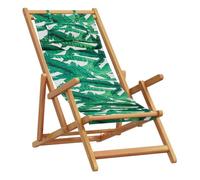 Vidaxl silla de playa plegable madera maciza de eucalipto y tela hojas