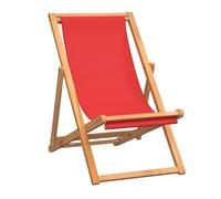 Vidaxl silla de playa plegable madera maciza de teca rojo