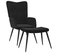 vidaXL Silla de Relajación con Reposapiés Asiento Sillón Salón Sala de Estar Estudio Escritorio Oficina Muebles Mobiliario Decoración Terciopelo Negro