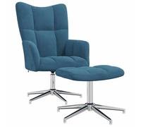 vidaXL - Silla de relajación con reposapiés, silla de relajación, asiento de relajación, silla de descanso, sala de estar, azul, terciopelo