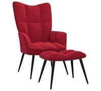 vidaXL Silla de Relajación con Reposapiés Taburete Asiento Sillón Salón Sala de Estar Estudio Escritorio Oficina Muebles Terciopelo Rojo Tinto