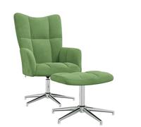 vidaXL Silla de Relajación con Reposapiés Taburete Asiento Sillón Salón Sala de Estar Estudio Escritorio Oficina Muebles Terciopelo Verde Claro