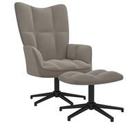vidaXL Silla de Relajación con Reposapiés Taburete Asiento Sillón Salón Sala de Estar Estudio Escritorio Oficina Muebles Terciopelo Gris Claro