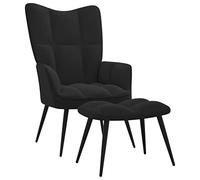 vidaXL Silla de Relajación con Reposapiés Taburete Asiento Sillón Salón Sala de Estar Estudio Escritorio Oficina Muebles Terciopelo Negro