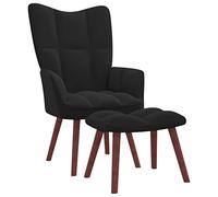 vidaXL Silla de Relajación con Reposapiés Taburete Asiento Sillón Salón Sala de Estar Estudio Escritorio Oficina Muebles Terciopelo Negro