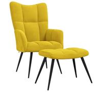 vidaXL Silla de Relajación con Reposapiés Taburete Asiento Sillón Salón Sala de Estar Estudio Escritorio Oficina Muebles Terciopelo Amarillo Mostaza