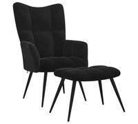 vidaXL Silla de Relajación con Reposapiés Taburete Asiento Sillón Salón Sala de Estar Estudio Escritorio Oficina Muebles Terciopelo Negro