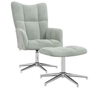 Sillón de relax con taburete terciopelo gris claro