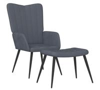 vidaXL Silla de Relajación con Taburete Asiento Sillón Salón Sala de Estar Estudio Escritorio Oficina Muebles Decoración Terciopelo Gris Oscuro