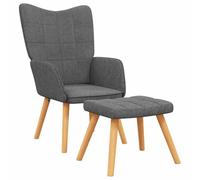 vidaXL Silla de Relajación con Taburete Reclinable Asiento Sillón Salón Sala de Estar Muebles Mobiliario Decoración Tela Gris Oscuro 62x68,5x96 cm
