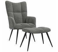 vidaXL Silla de relajación con taburete reposapiés – Terciopelo gris oscuro