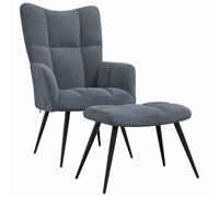 vidaXL Silla de Relajación con Taburete Reposapiés Asiento Sillón Salón Sala de Estar Estudio Escritorio Oficina Muebles Terciopelo Gris Oscuro