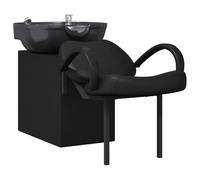 vidaXL Silla de Shampoo Manual Negro 63 x 141 x 92 cm PVC, Silla de baño Ajustable, Moderna para champú, Asientos para salón, diseño ergonómico, Mueble Interior