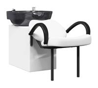 vidaXL Silla de Shampoo Manual y Negro 63 x 141 x 92 cm PVC, Silla de baño Ajustable, Moderna para champú, Asientos para salón, diseño ergonómico, Mueble Interior