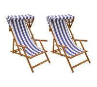 vidaXL Silla de terraza 2 pcs 3 Posición Madera de Eucalipto Maciza
