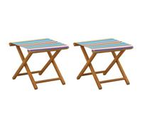 vidaXL Silla de terraza 2 pcs Madera de Eucalipto Maciza Multicolor, Silla de jardín, Asiento portátil para Patio, balcón y Espacios al Aire Libre, Comodidad asegurada