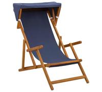 vidaXL Silla de terraza 3 Posición Madera de Eucalipto Maciza Azul