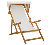 vidaXL Silla de terraza 3 Posición Madera de Eucalipto Maciza Crema