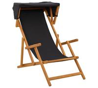 vidaXL Silla de terraza 3 Posición Madera de Eucalipto Maciza Negro