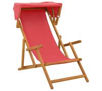 vidaXL Silla de terraza 3 Posición Madera de Eucalipto Maciza Rojo