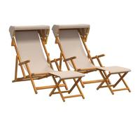 vidaXL Silla de terraza 4 pcs 3 Posición Madera de Eucalipto Maciza