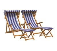 vidaXL Silla de terraza 4 pcs 3 Posición Madera de Eucalipto Maciza