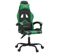 vidaXL Silla Gaming Asiento Reposabrazos Ruedas Giratoria Altura Ajustable Profesional Estudio Oficina Casa Cuero Sintético Negro y Verde